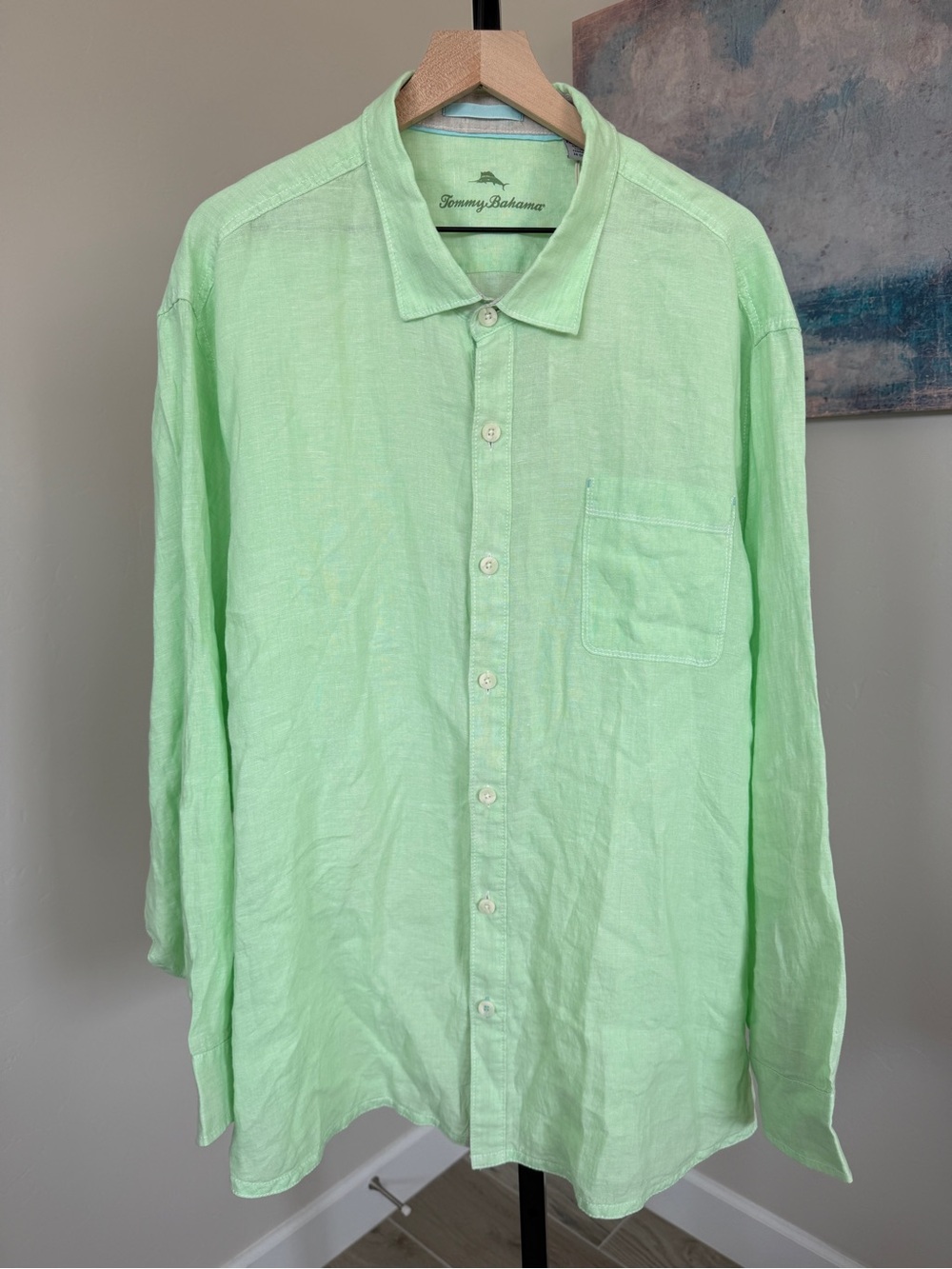 New Tommy Bahama Paradise Breezer Linen Shirt Mens XXXL 3XL Glowing Green NWT